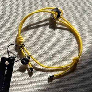 Marc Jacobs Safety Yellow Adjustable Cord Bracelet with Silver Tone Accents